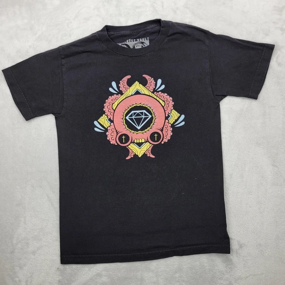 Street Vault Shirt Mens‎ Small Black Streetwear Graphic Tee Kraken Diamond Adult